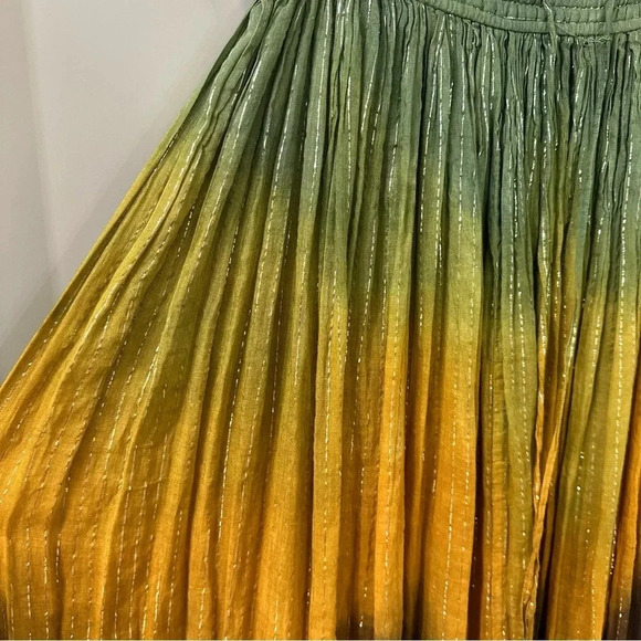 Zara Maxi Skirt Multicolored Metallic Ombré Boho Maxi Skirt 100% Cotton Sz M - Picture 5 of 8